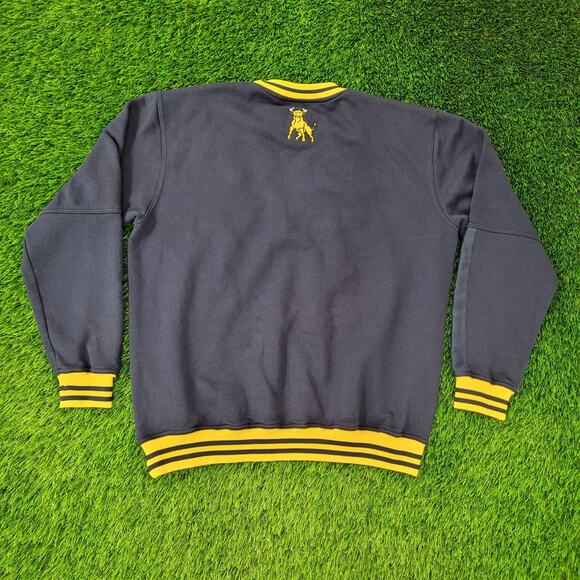 Vintage Charlotte Varsity Ringer Sweatshirt XL 25x27 Navy-Blue Yellow Trim Y2K - Picture 5 of 11